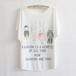 2012新款日韓版卡通休閑FIFI兔女夏季女裝蝙蝠衫短袖T恤批發3461