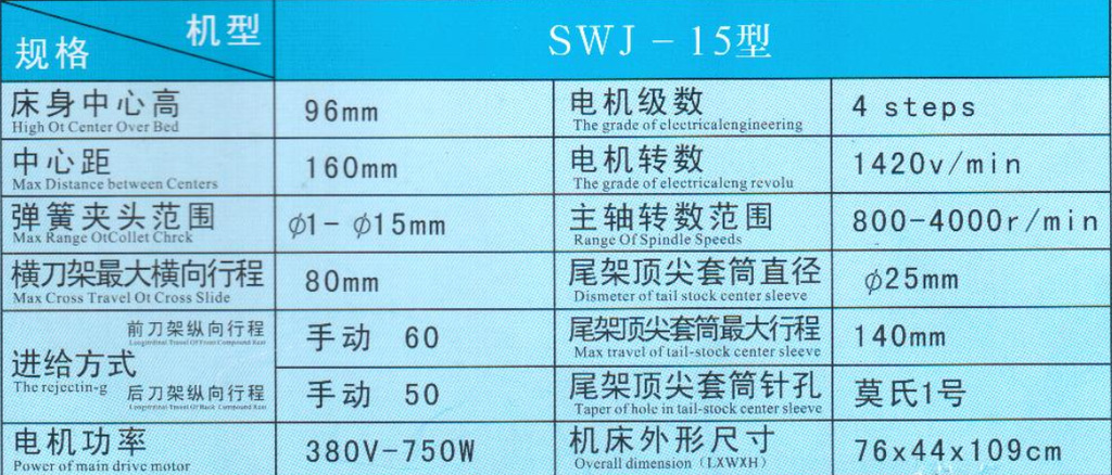 四维桌上车床SWJ-15/25/32/45/52/60型