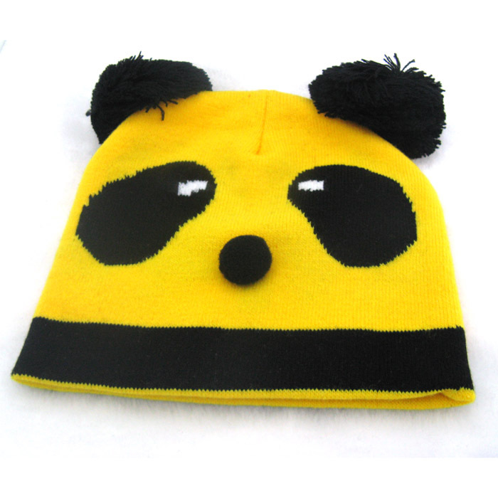 【TM368 新款熊猫双球帽 儿童帽 帽子批发 宝