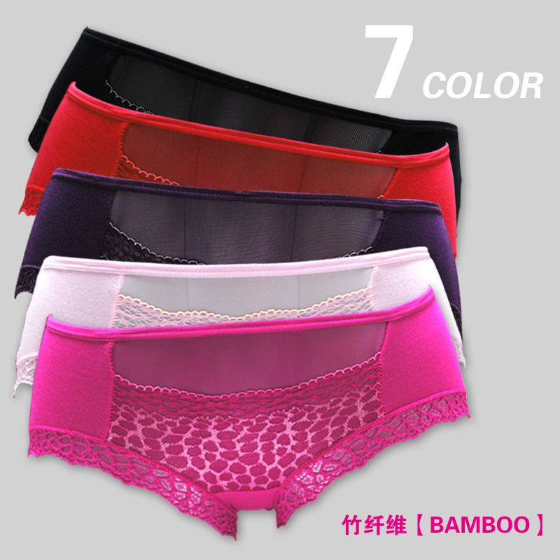 批发新款竹纤维舒适透气蕾丝边镂空纯色<em>短裤</em>女