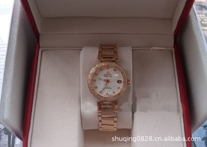 【<em>欧米茄</em>新款手表 品牌手表<em>女表</em> 玫瑰金 石英镶