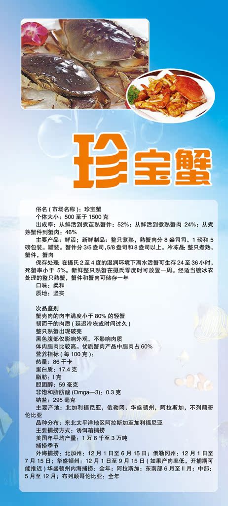 208海报展板办公装饰2538 珍宝蟹简介绍 