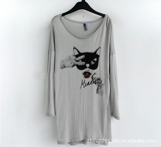 2012春新品 欧美风纯灰色<em>蒙面</em>女侠<em>猫女</em>图案圆