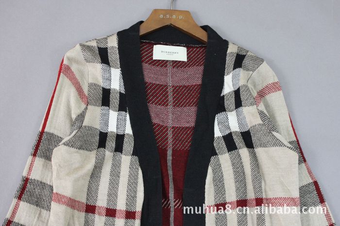 外贸原单 大牌 长袖 格仔羊毛<em>混纺</em> <em>长款</em> 女装 开