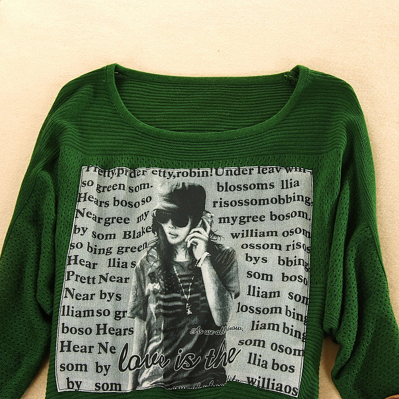 秋冬装<em>外贸少女装</em>学院风美女头像针织衫羊毛毛