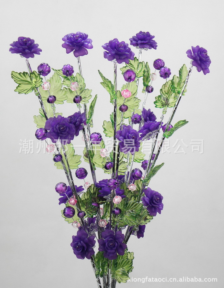 欧式人造亚克力水晶花混批】人造仿真植物价格_厂家_图片