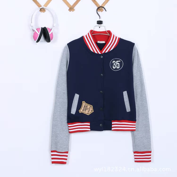 2012新款韩版<em>学院派女装</em>修身开衫棒球服短款