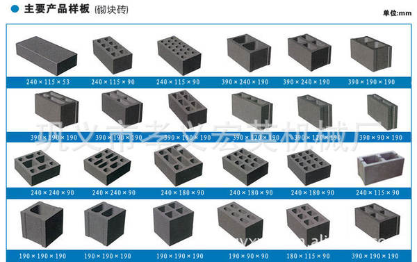 国内常见的几种空心砌块砖样