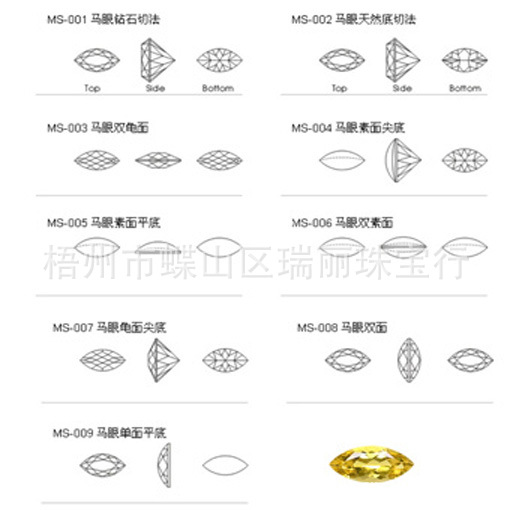 人造珠宝锆石厂价直销批发马眼形7*14m