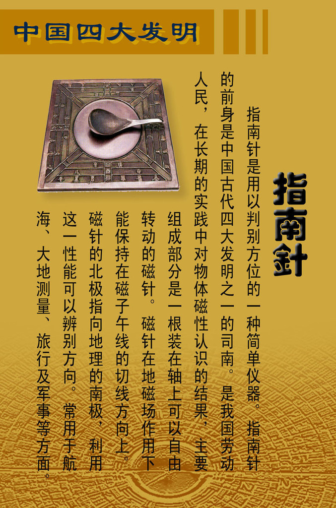 208海报展板办公装饰2509 中国四大发明指南针
