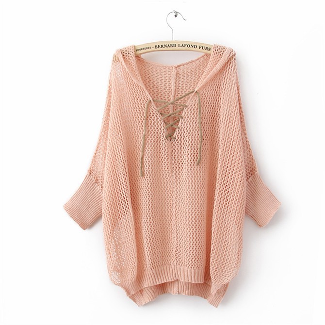 2012秋<em>新款毛衣</em>针织衫<em>批发</em>休闲帽子穿绳镂空