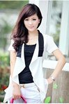 1256#2012夏女装韩版白领气质雪纺翻领撞色收腰修身小外套
