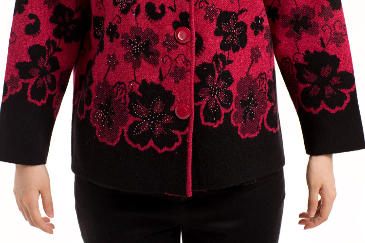 【2013新款女士针织衫 时尚<em>休闲</em>提花<em>立领</em>老太