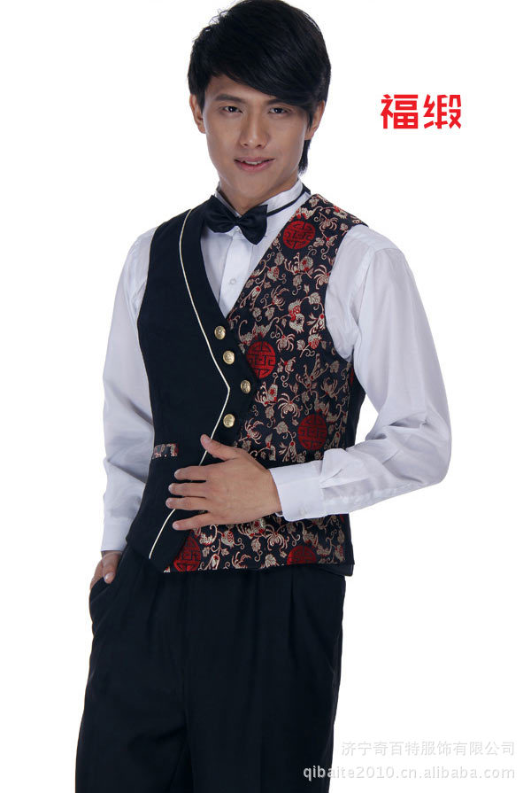 批发采购男式<em>马甲</em>-奇百特 服务生<em>马甲</em> ktv<em>工装</em> 