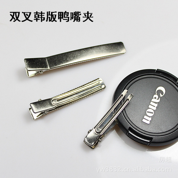 新超diy手工头饰配件 电镀镍色方形双叉发夹 鸭嘴夹 鱼嘴夹