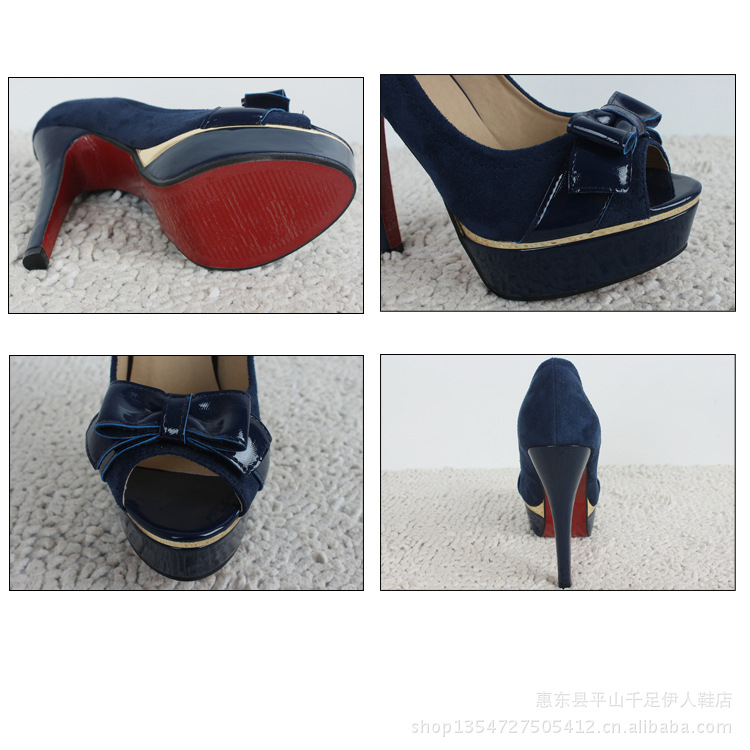 厂家直销新款高跟蝴蝶结鱼嘴高跟<em>靓妹</em>单鞋时尚