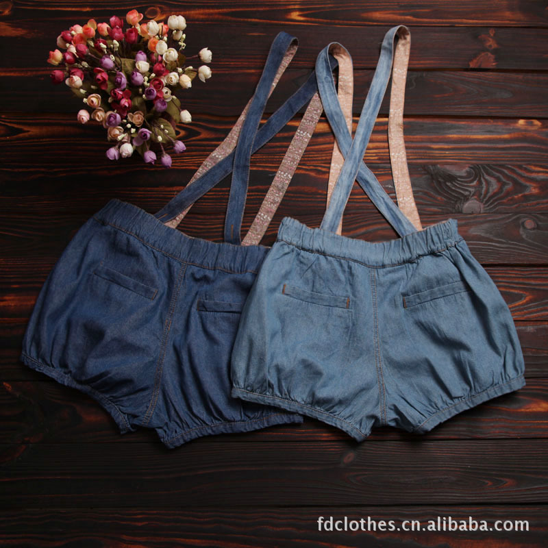 批发采购女式牛仔裤-韩版<em>背带</em>裤牛仔<em>短裤灯笼</em>