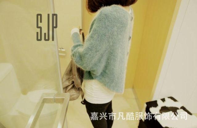 2012秋冬新款/韩版宽松<em>蝙蝠衫</em>兔绒毛衣<em>开衫</em>女