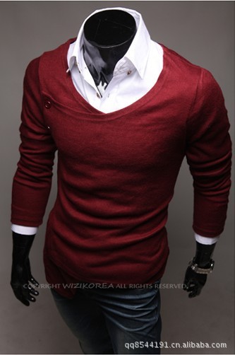 批发针织衫 复古不对称<em>门禁开衫</em> 男式修身休闲