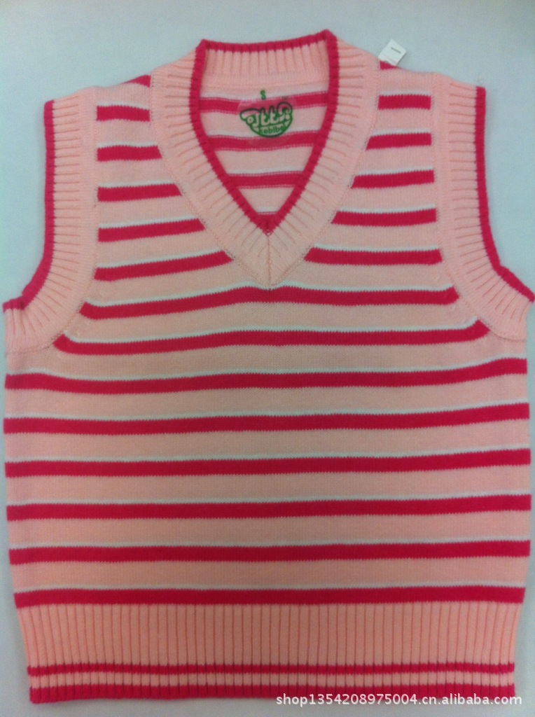<em>婴儿</em>V领<em>套头</em>横<em>条纹</em>不起球羊毛针织<em>马夹</em>8021 