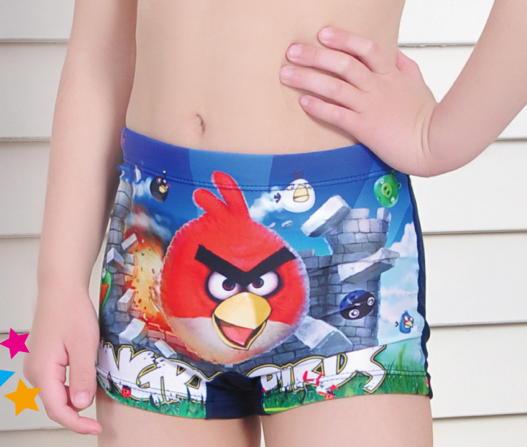 愤怒小鸟图案儿童泳裤 <em>平角</em>游泳裤 <em>男童平角</em>裤