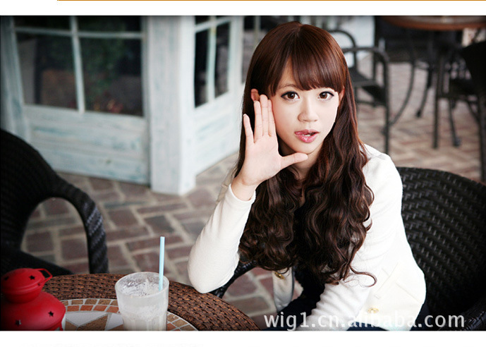 【作坊假发 齐刘海 <em>女生</em> 长卷发 波浪<em>小卷</em> 高温