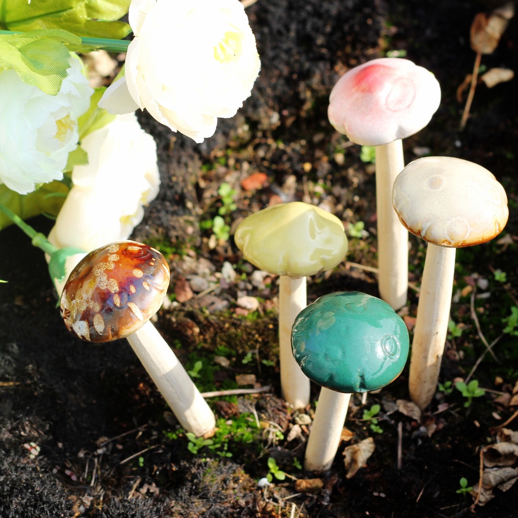 陶瓷小蘑菇 花盆花插仿真植物摆设庭院花园装饰摆件 8