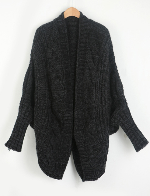 秋冬装韩版中长款宽松<em>厚毛衣</em>外套蝙蝠长袖麻花