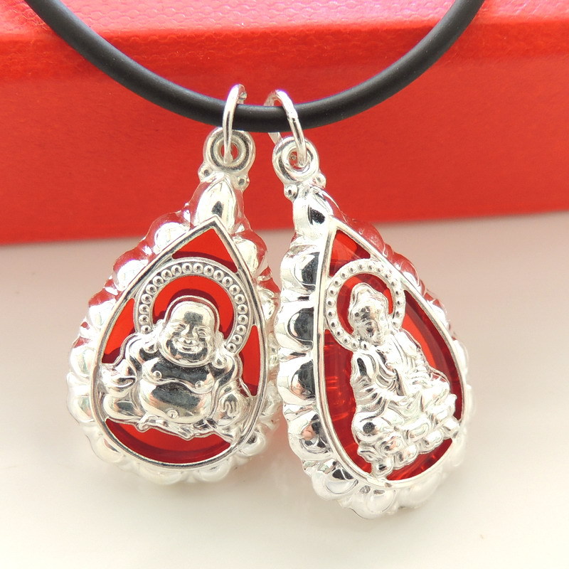 纯银S990滴水情侣开心佛吊坠 滴水<em>观音</em> <em>男带观</em>