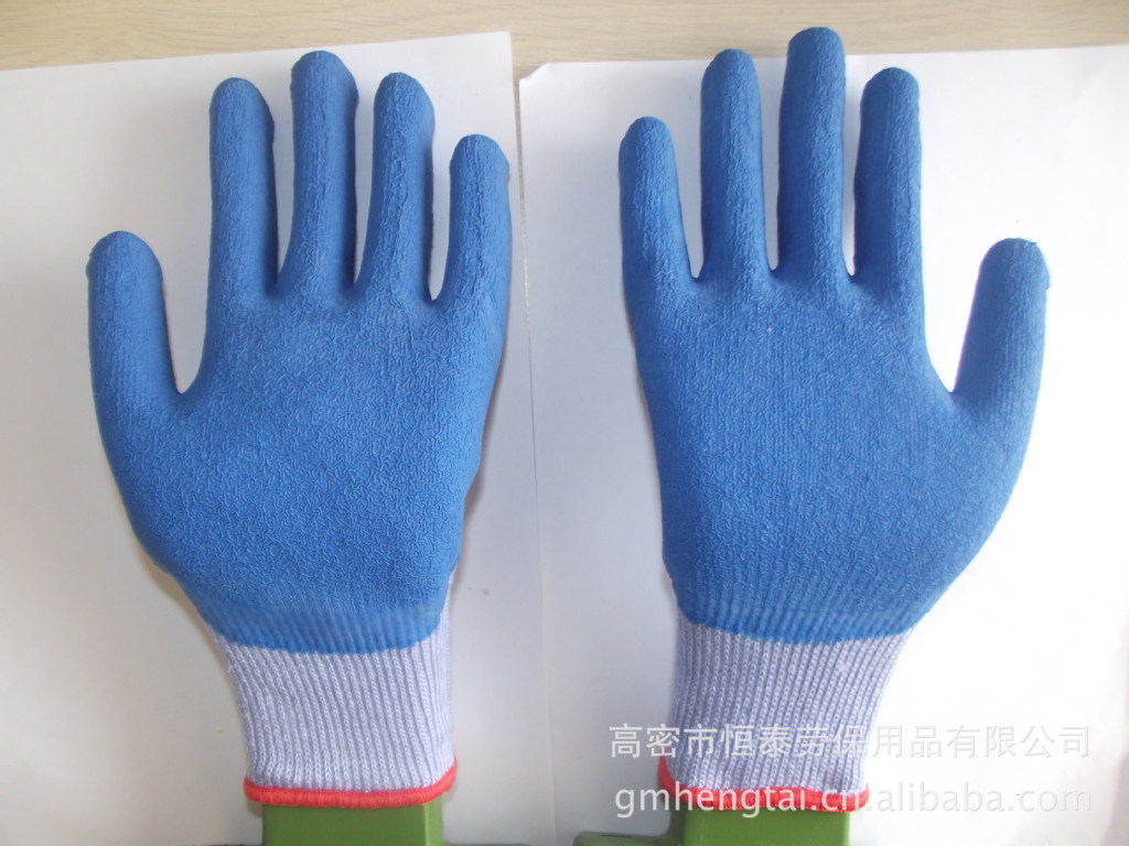 【厂家直销劳保手套 丁腈手套 乳胶起皱手套】