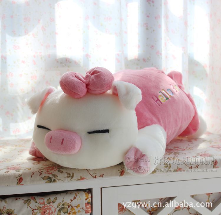绒玩具趴趴猪抱枕靠枕靠垫公仔玩偶可爱猪头腰