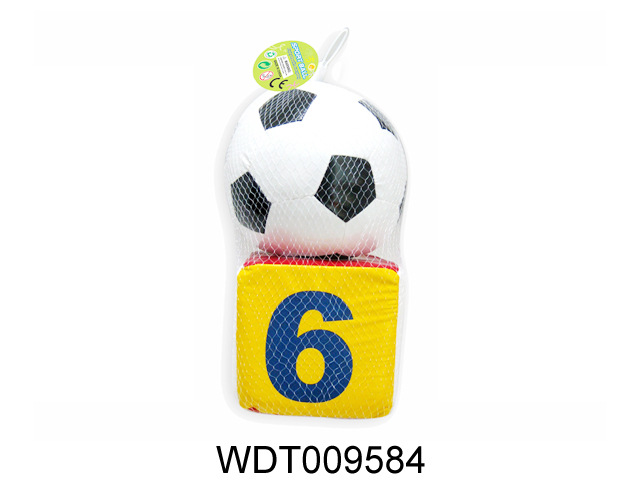 【厂家直销】6寸PU黑白足球 填充球 数字骰子