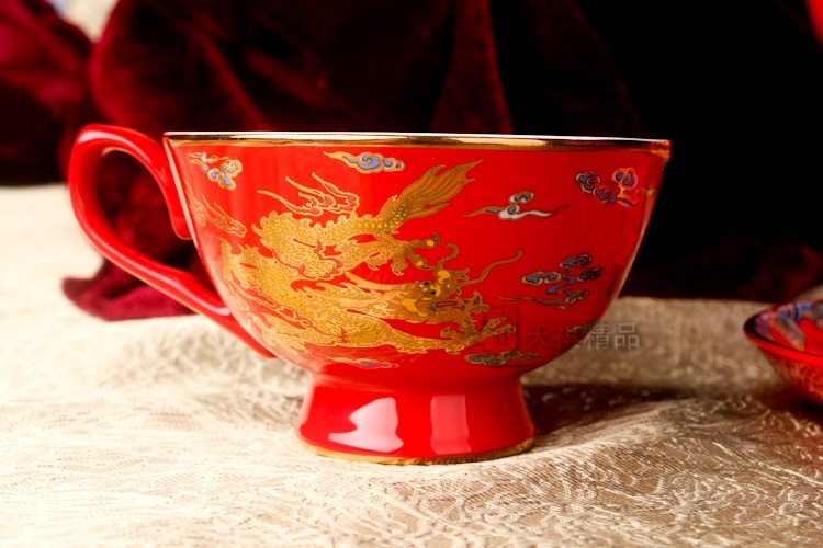 百业兴旺茶具 中国红瓷器茶具套装茶盘 商务馈