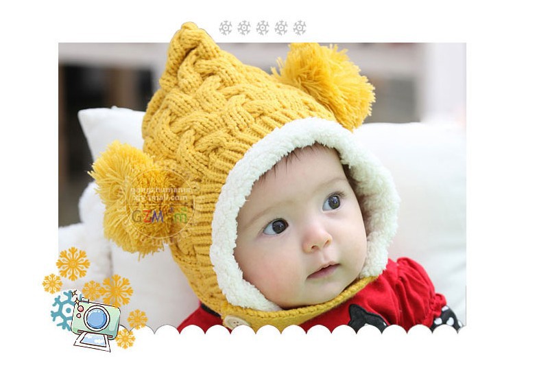 【MZ0208加绒冬季婴儿帽子儿童绒线帽宝宝护