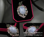 2012专柜新款,豪华时尚925银镶天然玉髓吊坠,欧美风银饰批发