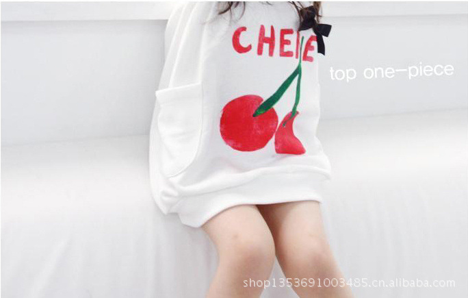 小MM夏款韩版白色樱桃抹胸裙现货 小吊带 白