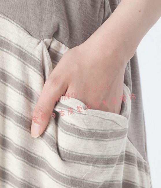 【日单外贸BOLO 棉麻森女风SM2宽窄横条纹