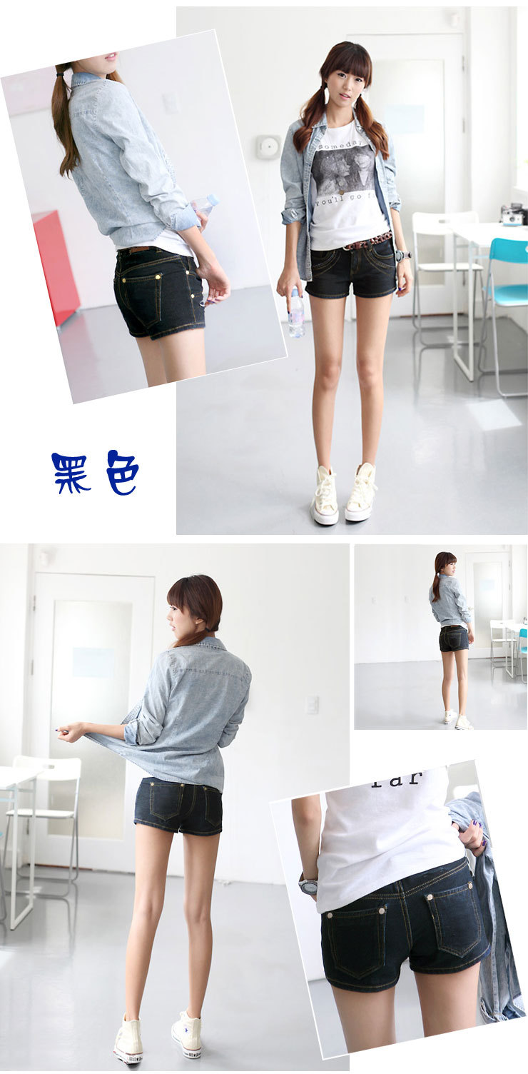 【2012春秋新款百<em>搭配</em>提臀显瘦黑色<em>牛仔短裤</em>