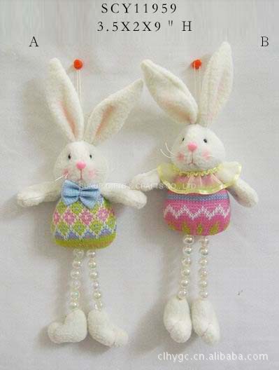 艺工艺品-粉色兔糖果袋吊饰(适合西方复活节礼