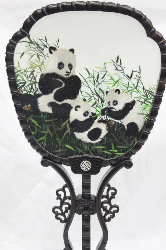 中国特色小礼物 熊猫吃竹叶装饰屏风小摆件 厂