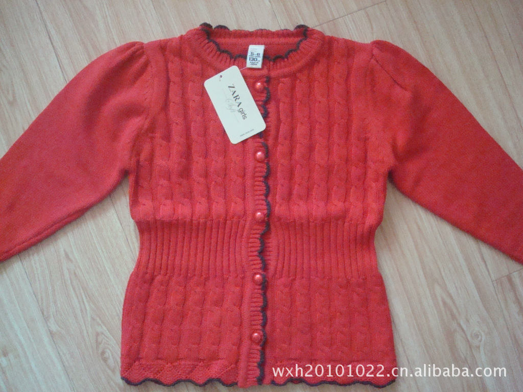 批发供应外贸品牌女童<em>纯棉线开衫</em>毛衣 - 批发供