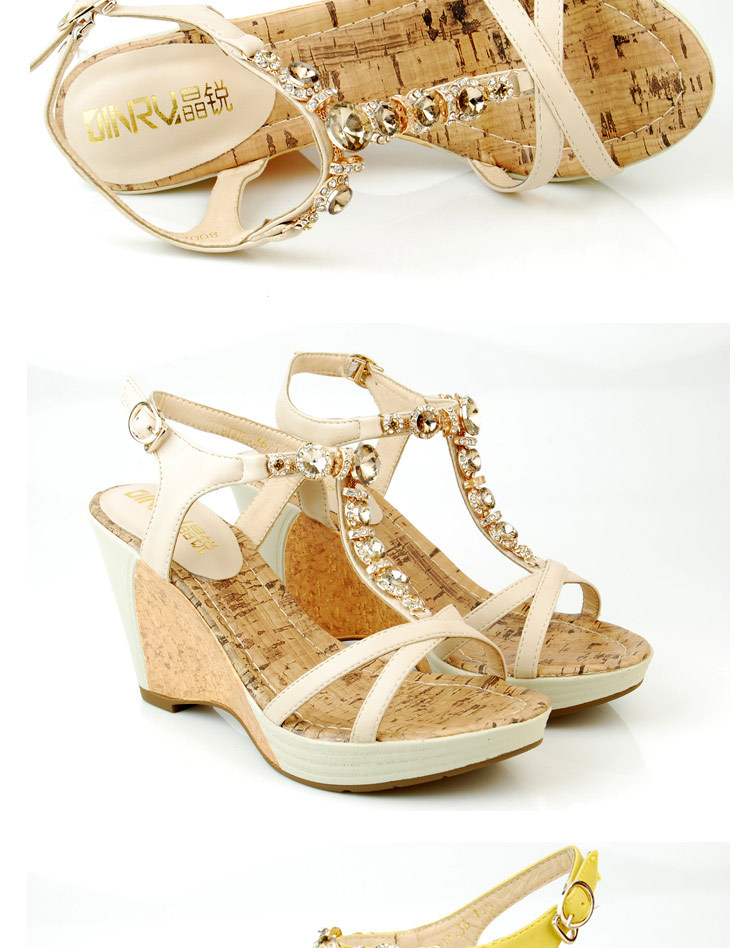 批发2012晶锐正品时尚坡跟女式凉鞋 100.00、