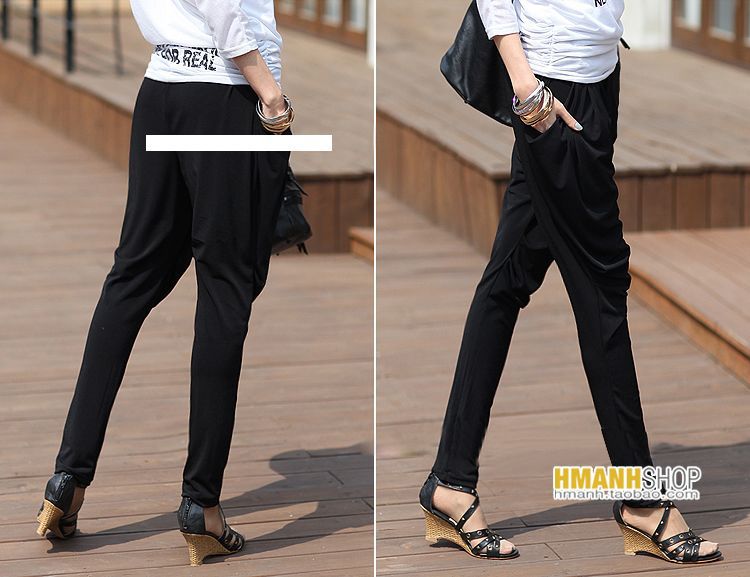 2012夏季新款大码薄软莫代尔<em>女裤哈伦裤</em>黑色