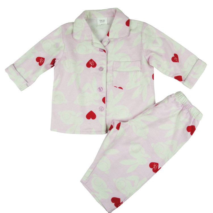 澳洲原单厂家 可爱绒布小白兔图案女童睡衣儿