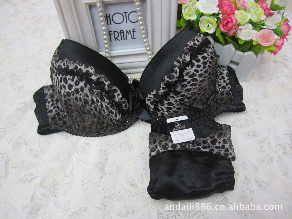 【日系豹纹性感深V<em>聚陇</em>调整型<em>少女文胸</em>套装】