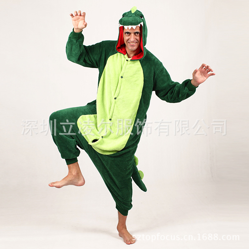 【中性<em>绿恐龙</em>连体<em>睡衣</em>,凶猛恐龙造型,吸引住爱