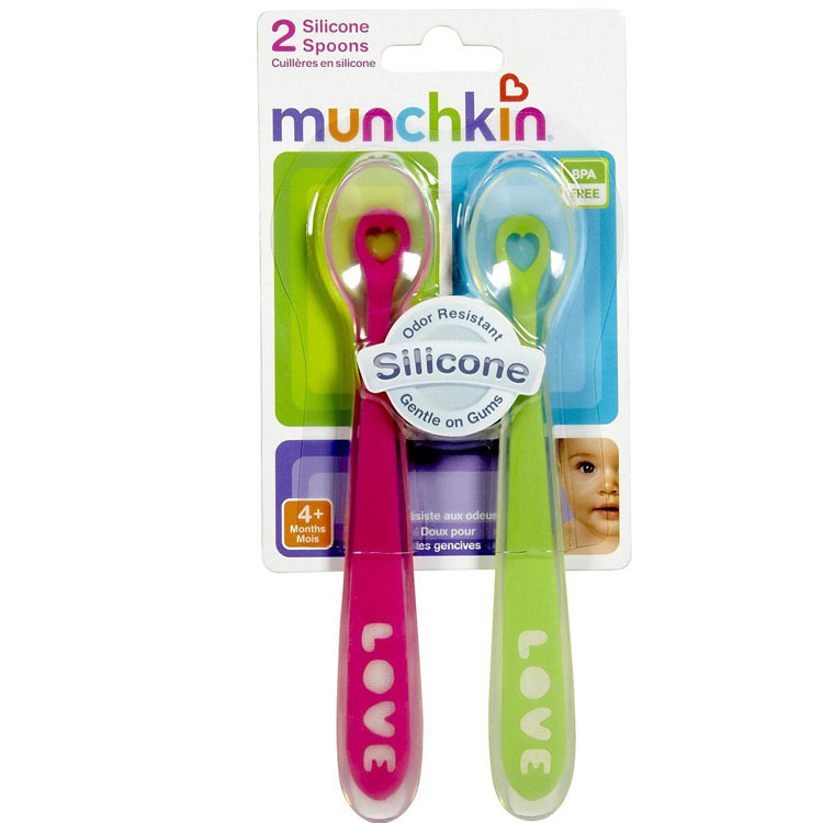 【超软美国Munchkin麦肯齐婴儿硅胶米糊软勺