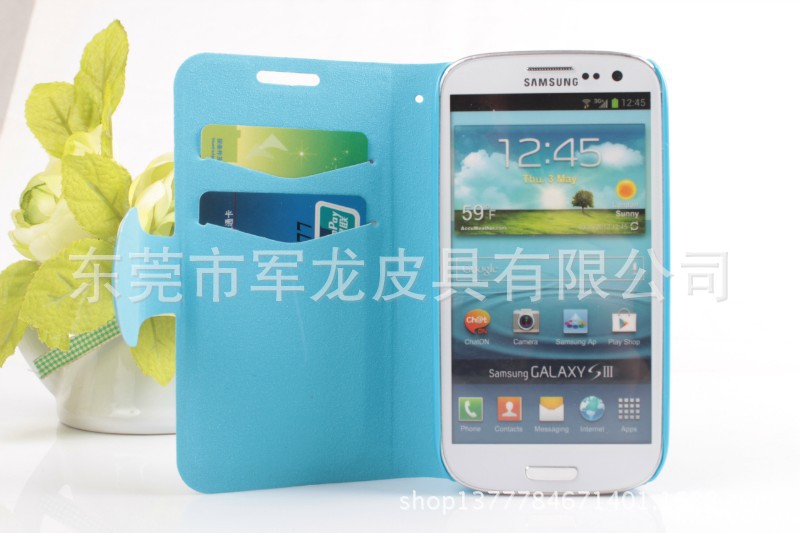 【工厂直销】I9300疯马纹支架式手机皮套