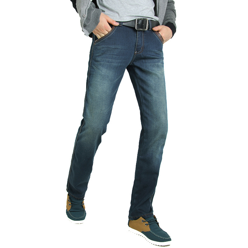 2013秋冬款 韩版男士牛仔裤加绒 修身男装直筒