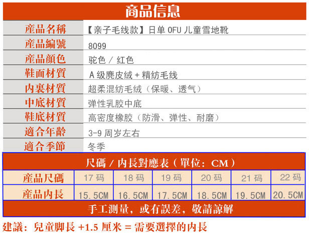 尺碼對應表